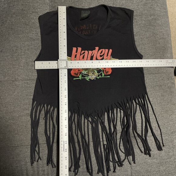 Vintage‎ 80s Harley Davidson 3D Emblem Fringe Shirt Rare Womens Medium Syracuse - Picture 8 of 8